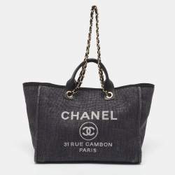 Chanel Black Raffia Large Deauville Tote