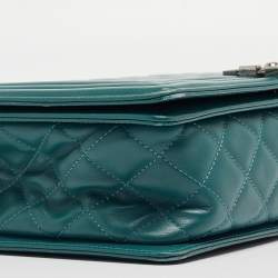 Pre Owned Chanel Green Quilted Leather New Medium Boy Bag