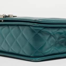 Pre Owned Chanel Green Quilted Leather New Medium Boy Bag