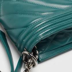 Pre Owned Chanel Green Quilted Leather New Medium Boy Bag