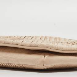 Pre Owned Chanel Beige Leather Coco Pleats Flap Clutch