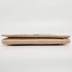Pre Owned Chanel Beige Leather Coco Pleats Flap Clutch