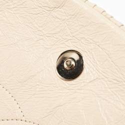 Pre Owned Chanel Beige Leather Coco Pleats Flap Clutch