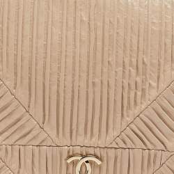 Pre Owned Chanel Beige Leather Coco Pleats Flap Clutch