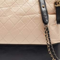 Chanel Black/Light Pink Quilted Leather Large Gabrielle Hobo