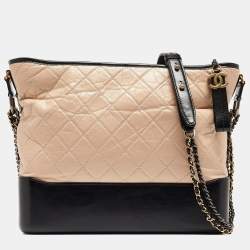 Chanel Black/Light Pink Quilted Leather Large Gabrielle Hobo