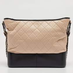 Chanel Black/Light Pink Quilted Leather Large Gabrielle Hobo