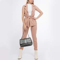 Pre Owned Chanel Grey Quilted Leather Elementary Chic Flap Bag