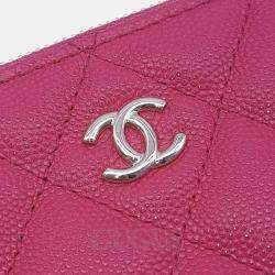 Pre Owned Chanel Pink Caviar Leather Quilted O-Case Pouch
