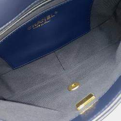 Pre Owned Chanel Navy Blue Leather Coin Chain Flap Bag