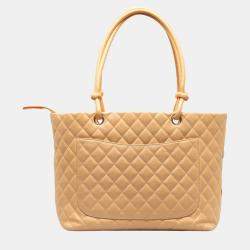 Pre Owned Chanel Orange Large Cambon Ligne Tote