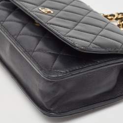 Chanel Black Quilted Leather Classic Wallet on Chain