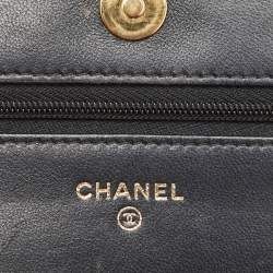 Chanel Black Quilted Leather Classic Wallet on Chain