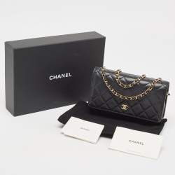 Chanel Black Quilted Leather Classic Wallet on Chain