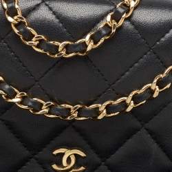 Chanel Black Quilted Leather Classic Wallet on Chain