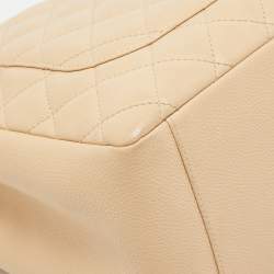Pre Owned Chanel Beige Quilted Caviar Leather GST Shopper Tote