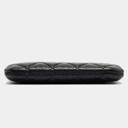 Pre Owned Chanel Black Quilted Caviar Leather Mini O-Case Zip Pouch