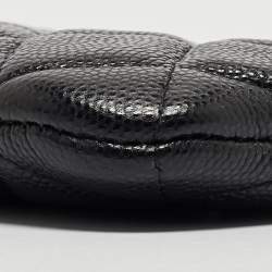 Pre Owned Chanel Black Quilted Caviar Leather Mini O-Case Zip Pouch