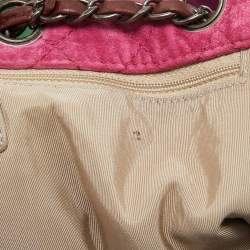 Pre Owned Chanel Multicolor Quilted Suede Patchwork Drawstring Bucket Bag