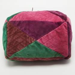 Pre Owned Chanel Multicolor Quilted Suede Patchwork Drawstring Bucket Bag