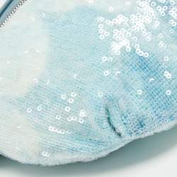 Pre Owned Chanel Light Blue Sequins Waterfall Belt Bag