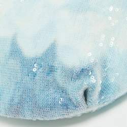 Pre Owned Chanel Light Blue Sequins Waterfall Belt Bag