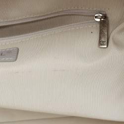 Pre Owned Chanel Metallic Grey Quilted Leather Airlines Round Trip Bowler Bag