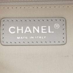 Pre Owned Chanel Metallic Grey Quilted Leather Airlines Round Trip Bowler Bag