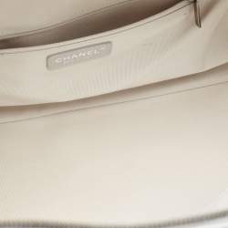 Pre Owned Chanel Metallic Grey Quilted Leather Airlines Round Trip Bowler Bag