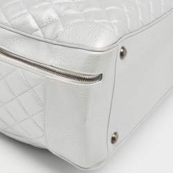 Pre Owned Chanel Metallic Grey Quilted Leather Airlines Round Trip Bowler Bag