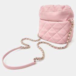 Chanel Pink Lambskin Leather Bucket Bag