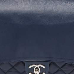 Pre Owned Chanel Blue Quilted Aged Leather Flap Shoulder Bag