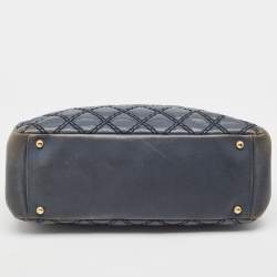 Pre Owned Chanel Blue Quilted Wild Stitched Leather Chain Tote