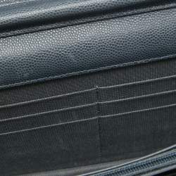 Pre Owned Chanel Ash Blue Quilted Caviar Leather Classic Wallet on Chain