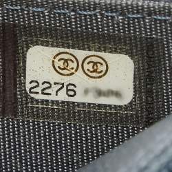 Pre Owned Chanel Ash Blue Quilted Caviar Leather Classic Wallet on Chain