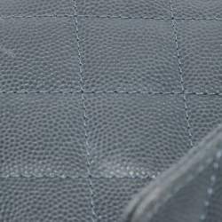 Pre Owned Chanel Ash Blue Quilted Caviar Leather Classic Wallet on Chain
