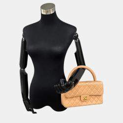 Chanel Brown Leather CC Matelasse Top Handle Bag