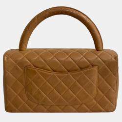 Chanel Brown Leather CC Matelasse Top Handle Bag