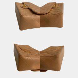 Chanel Brown Leather CC Matelasse Top Handle Bag