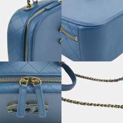 Chanel Blue Calfskin and Quilted Goatskin Small Coco Curve Vanity Case 