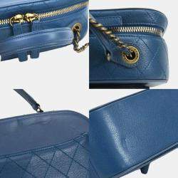 Chanel Blue Calfskin and Quilted Goatskin Small Coco Curve Vanity Case 