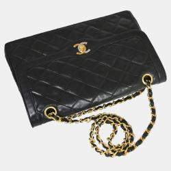 Chanel Black Leather Paris Double Flap Shoulder Bag
