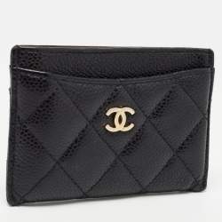Pre Owned Chanel Black Caviar Leather Classic Card Holder