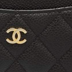 Pre Owned Chanel Black Caviar Leather Classic Card Holder