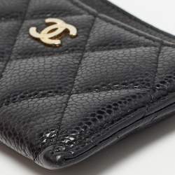 Pre Owned Chanel Black Caviar Leather Classic Card Holder