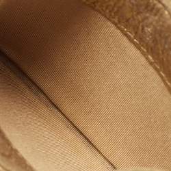Chanel Gold Suede Camellia Embossed Classic Card Holder