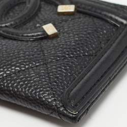 Chanel Black Caviar Leather CC Filigree Card Holder