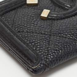 Chanel Black Caviar Leather CC Filigree Card Holder