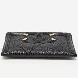Chanel Black Caviar Leather CC Filigree Card Holder