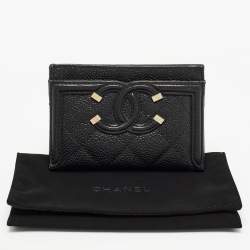 Chanel Black Caviar Leather CC Filigree Card Holder